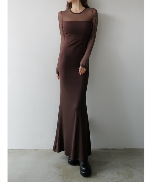 スーツ・フォーマル・ドレス maison celon jacquard bare dress celon ワンピース soft sheer neck maxi dress : ZOZOTOWN Yahoo!店