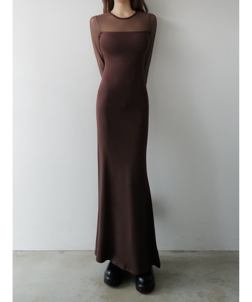 celon ワンピース soft sheer neck maxi dress : ZOZOTOWN Yahoo!店