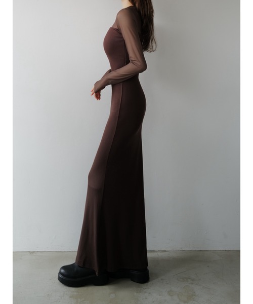 celon ワンピース soft sheer neck maxi dress : ZOZOTOWN Yahoo!店