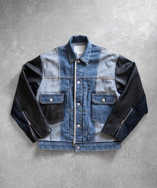ブルゾン アウター CENTER SEAM JKT×LEATHER メンズ レディースの画像