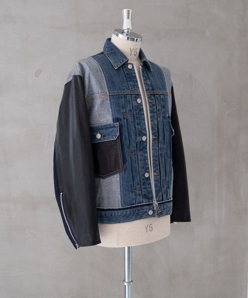 ブルゾン アウター CENTER SEAM JKT×LEATHER メンズ レディースの画像