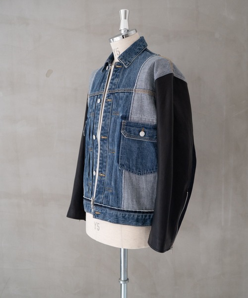 ブルゾン アウター CENTER SEAM JKT×LEATHER メンズ レディースの画像
