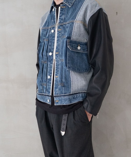 ブルゾン アウター CENTER SEAM JKT×LEATHER メンズ レディースの画像