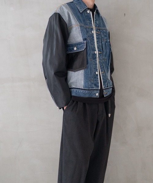 ブルゾン アウター CENTER SEAM JKT×LEATHER メンズ レディースの画像