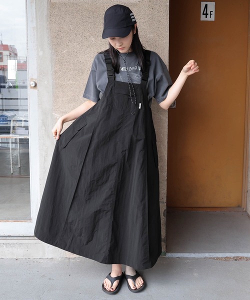 「ANME」 サロペットスカート L チャコールグレー レディース_画像2