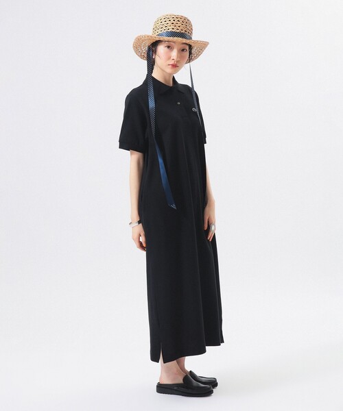 ラコステ ポロシャツワンピース ロング丈 半袖 ネイビー 紺 36 LACOSTE（ラコステ） ワンピース 「別注」LACOSTE / ポロ ワンピース