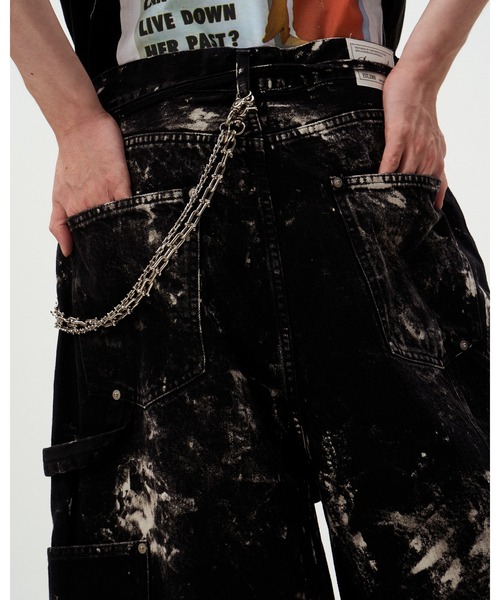 19SS VISVIM FLUXUS HAKAMA SHORTS ブラックデニム DISCOVERED（ディスカバード） ジーンズ BLEACH HAKAMA SHORTS メンズ