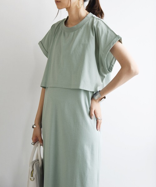 「and it_」 コンビワンピース M ミント レディース_画像2