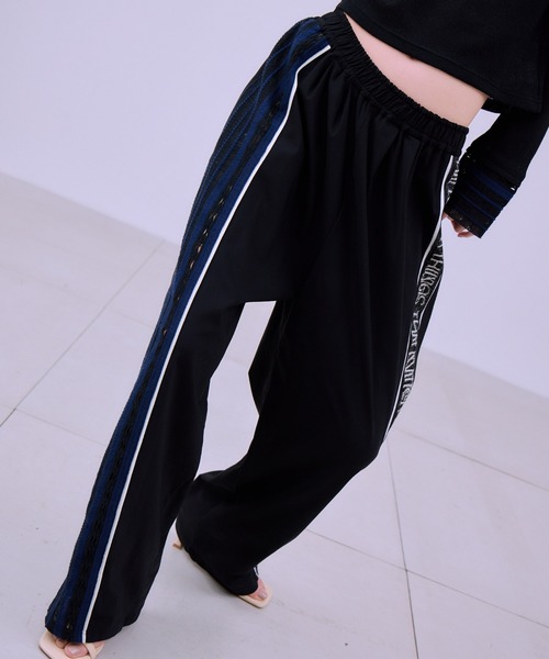 ワイドパンツ スウェットパンツ ジャージ TORCHON LACE SWITCHING PANTS / トーション レース スイッチング パンツの画像