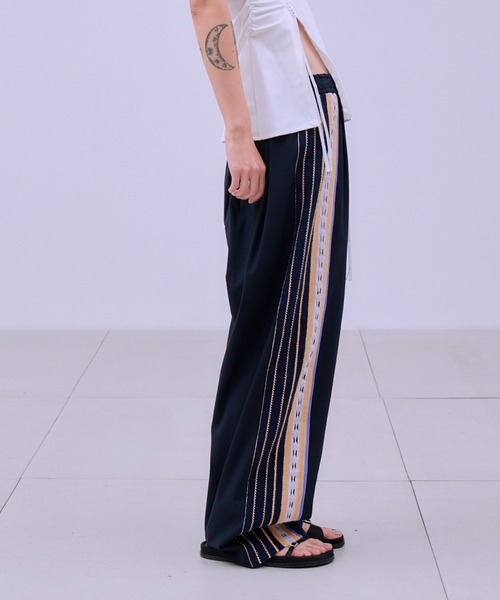 ワイドパンツ スウェットパンツ ジャージ TORCHON LACE SWITCHING PANTS / トーション レース スイッチング パンツの画像