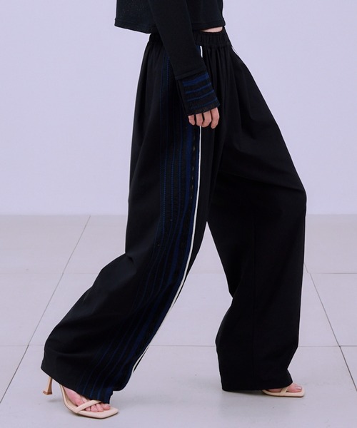 ワイドパンツ スウェットパンツ ジャージ TORCHON LACE SWITCHING PANTS / トーション レース スイッチング パンツの画像