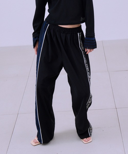 ワイドパンツ スウェットパンツ ジャージ TORCHON LACE SWITCHING PANTS / トーション レース スイッチング パンツの画像