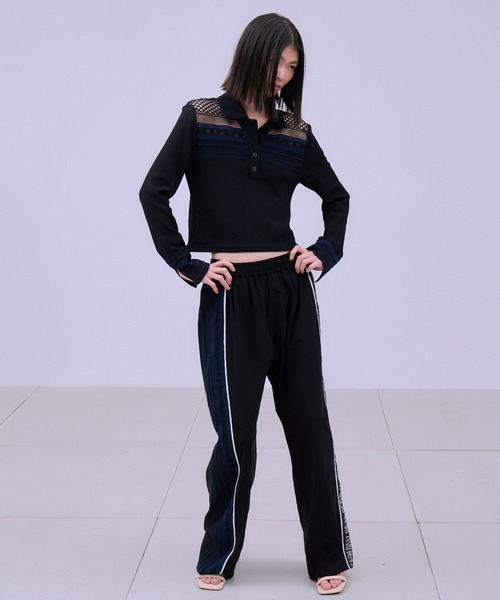 ワイドパンツ スウェットパンツ ジャージ TORCHON LACE SWITCHING PANTS / トーション レース スイッチング パンツの画像