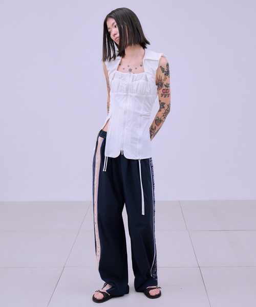 ワイドパンツ スウェットパンツ ジャージ TORCHON LACE SWITCHING PANTS / トーション レース スイッチング パンツの画像