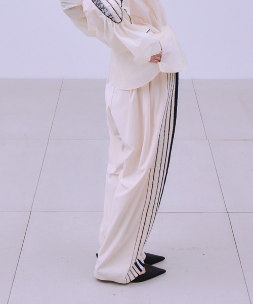 ワイドパンツ スウェットパンツ ジャージ TORCHON LACE SWITCHING PANTS / トーション レース スイッチング パンツの画像