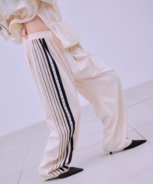 ワイドパンツ スウェットパンツ ジャージ TORCHON LACE SWITCHING PANTS / トーション レース スイッチング パンツの画像