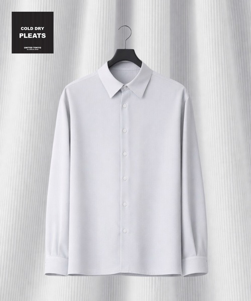 シャツ 「再入荷なし」COLD DRY PLEATS レギュラーカラーシャツ　｜接触冷感/通気性/イージーケア/軽量/防シワ/春服 メンズ