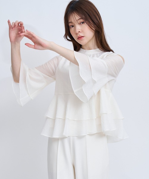 NOELA（ノエラ） ブラウス シャツ ショルダーカットフリルブラウス
