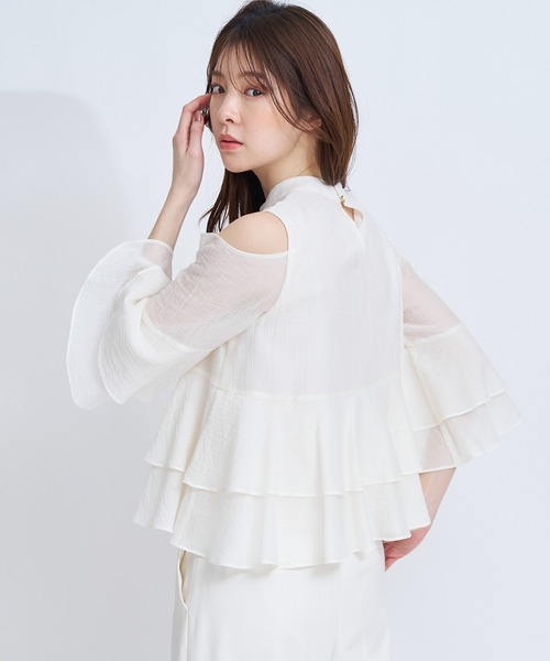 NOELA（ノエラ） ブラウス シャツ ショルダーカットフリルブラウス
