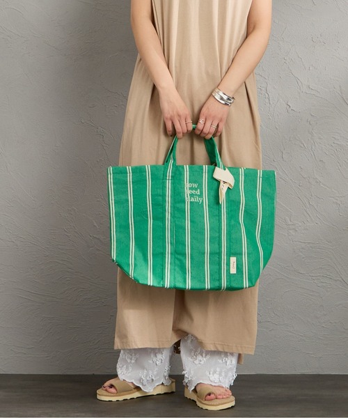 AOP ウーブン 2WAYビッグトートバッグ トートバッグ 「WEB限定」「beej/ビージ」 ストライプ 2WAYトート