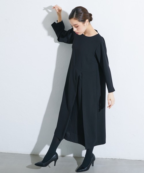「Callarus」 長袖ワンピース L ブラック レディースの画像