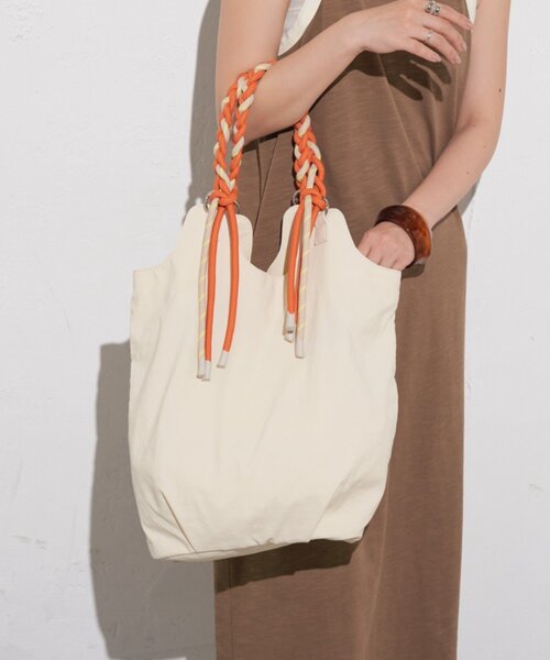 トートバッグ :「大容量／軽量」撥水ナイロンロープハンドルトートBAG レディースの画像