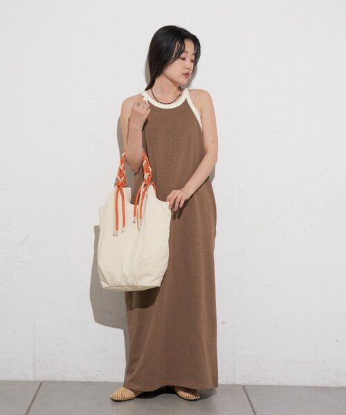 トートバッグ :「大容量／軽量」撥水ナイロンロープハンドルトートBAG レディースの画像