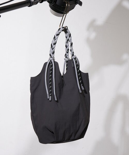 トートバッグ :「大容量／軽量」撥水ナイロンロープハンドルトートBAG レディースの画像