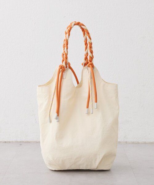 トートバッグ :「大容量／軽量」撥水ナイロンロープハンドルトートBAG レディースの画像