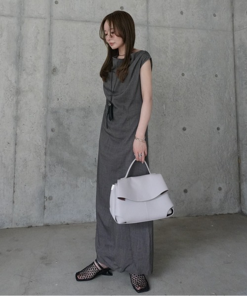 ワンピース drape neck sleeveless long dress /ドレープネック