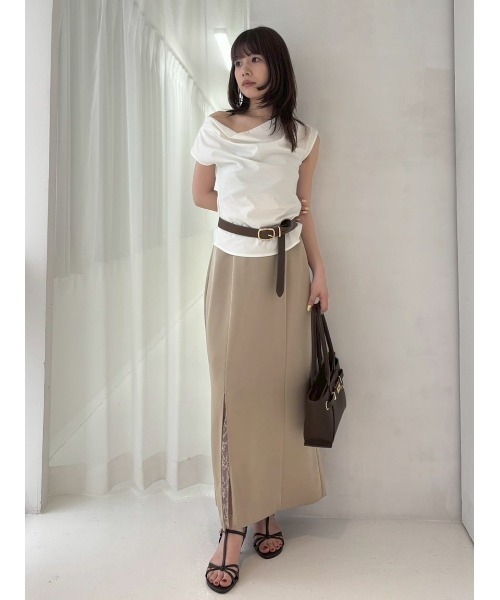 FRAY I.D 2wayオフショルダートップス Mサイズ ベージュ FRAY I.D（フレイ・アイディー） tシャツ 2wayオフショルカットソー