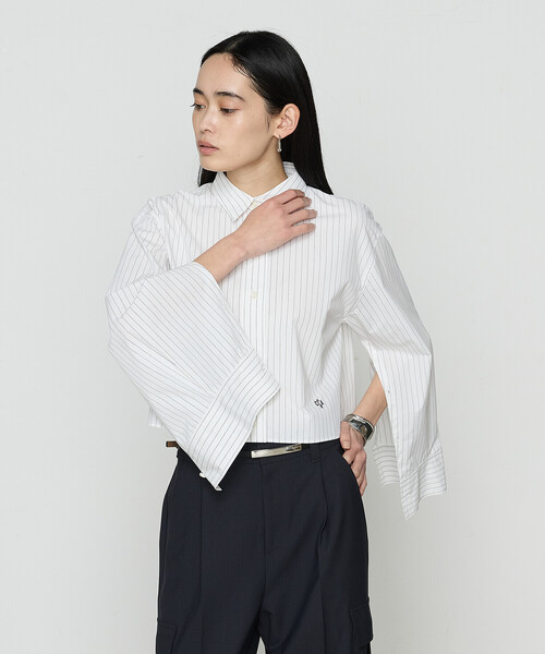 「COMME CA」 長袖シャツ 9号 ブルー レディース_画像4