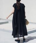 ワンピース 半袖 コットンボイルギャザーフレン...の詳細画像5