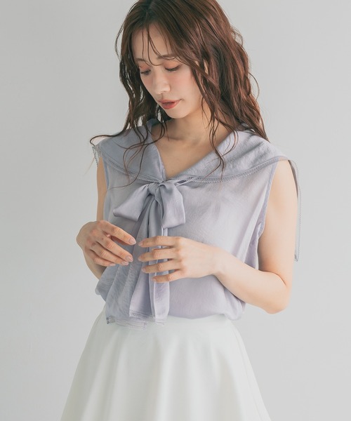「mysty woman」 ノースリーブブラウス FREE ライトブルー レディース_画像4