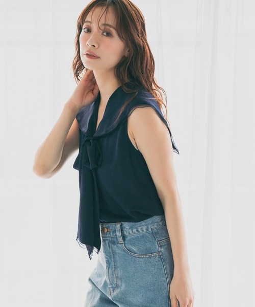 「mysty woman」 ノースリーブブラウス FREE ライトブルー レディース_画像5
