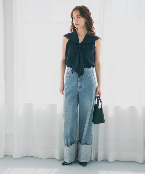 「mysty woman」 ノースリーブブラウス FREE ライトブルー レディース_画像6