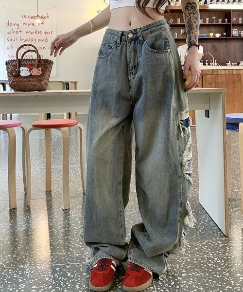「SHEENA」 デニムパンツ S ブルー レディース_画像4