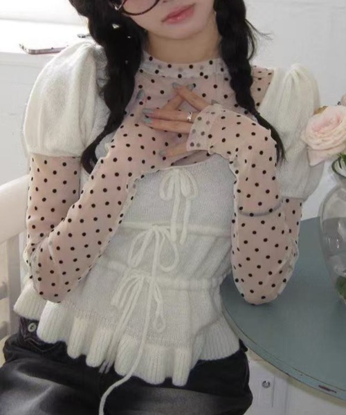 「Achic」 半袖ニット M ホワイト レディース_画像4