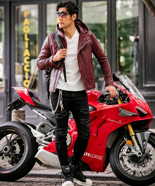 在庫新品 ジャケット ライダー ZOZOTOWN PayPayモール店 - 通販 - PayPayモール ライダースジャケット JOHNNY CASCADE-HVY SHEEP(ジョニーカスケード ヘヴィーシープ)シープレザー フード 即納特価