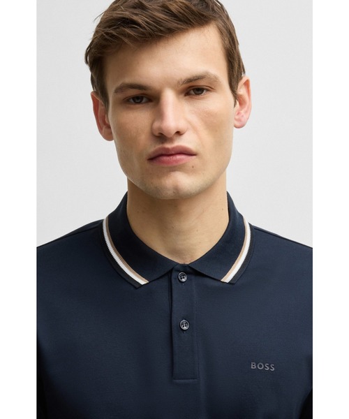 【60％OFF】 BOSS（HUGO BOSS） スリムフィット ストライプカラー ポロシャツ メンズウェア
