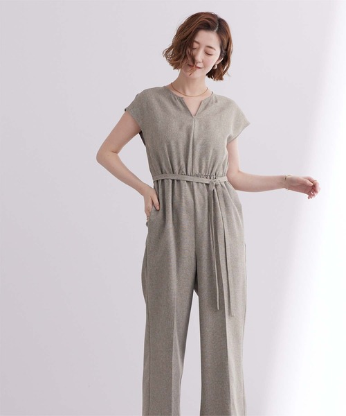 Noble美品 リネンライクVネックミニサロペ Noble（ノーブル）の「リネンライクVネックミニサロペット