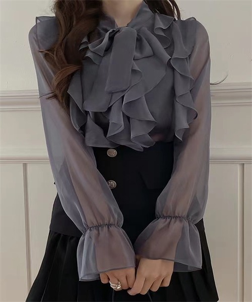 Dream garden（ドリームガーデン） ブラウス シャツ ボウタイ襟フリル