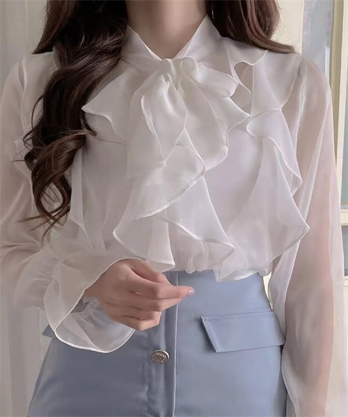 Dream garden（ドリームガーデン） ブラウス シャツ ボウタイ襟フリル