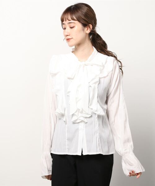 OHGA GARDENブラウス　ホワイト OHGA ohga フリルブラウス ホワイトの通販 by mmm｜ラクマ