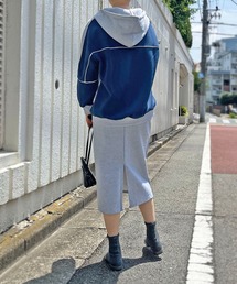 chouchouセレクト スエットパーカーベスト&タイトスカートSET UP Jewelobe（ジュエローブ） セットアップ 配色オーバーサイズパーカー