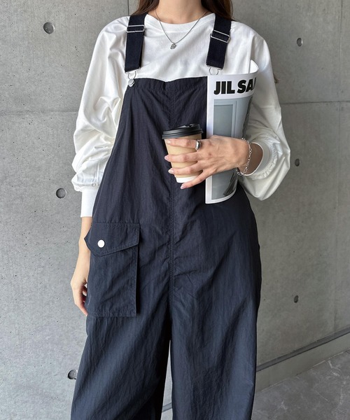bedsidedramaリボンタイサロペット　2WAY 試着のみ andme（アンドミー） サロペット オーバーオール 2wayナイロンワーク