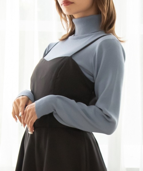 ニット セーター 「なめらかカシミヤタッチ」タートルネックニット