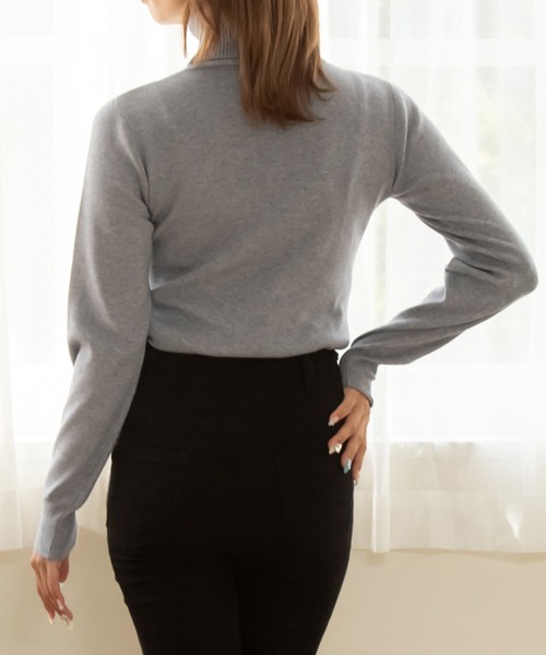 ニット セーター 「なめらかカシミヤタッチ」タートルネックニット