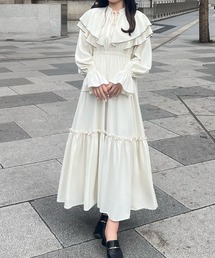 MARONENONFEE ドット ティアード フリル ワンピース リボン 黒 Dresses | MARONENONFEE マーロンエノンフィ 公式通販