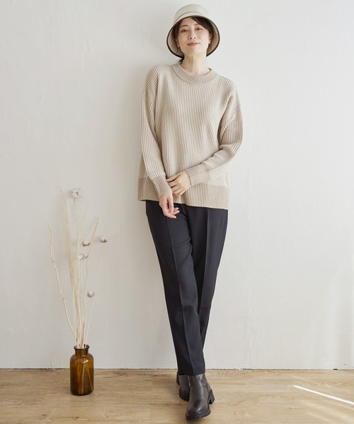 ikka（イッカ） ニット セーター ストライプ柄ニットプルオーバー